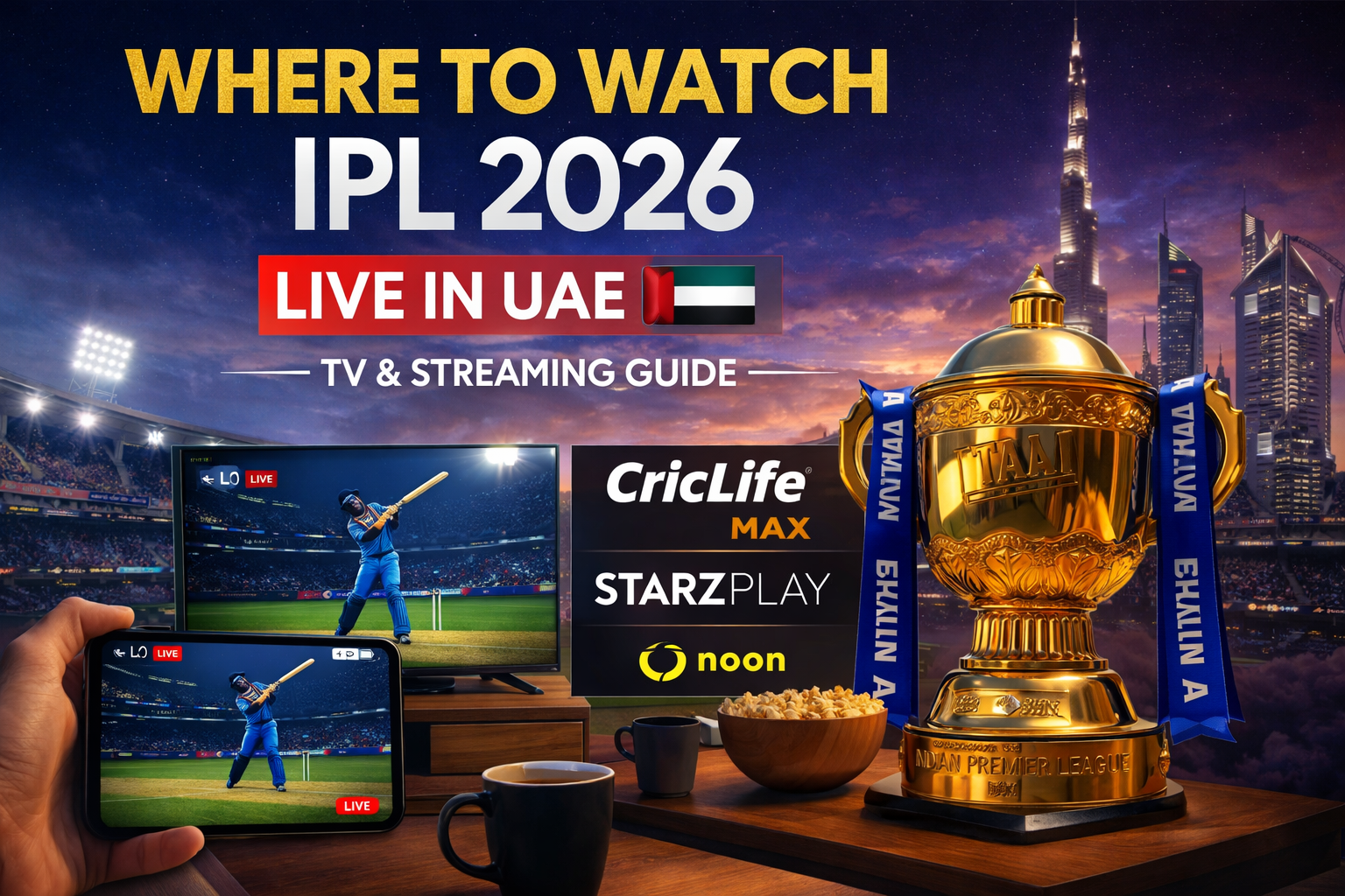 Where to Watch IPL 2026 Live in UAE (TV + Streaming)