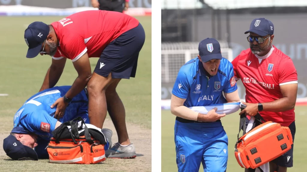 Cricket physio assisting injured batsman retired hurt rule explanation