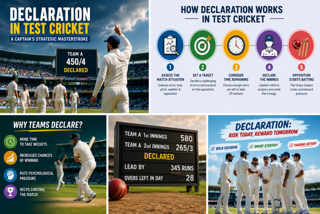 Declaration rules in Test cricket explained through captain tactics and match strategy